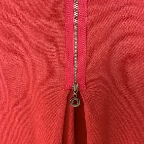 W By Worth Peach Pink 3/4 Sleeve Cashmere Blend Hi Low Zipper Back Sweater Sz P - Picture 6 of 6